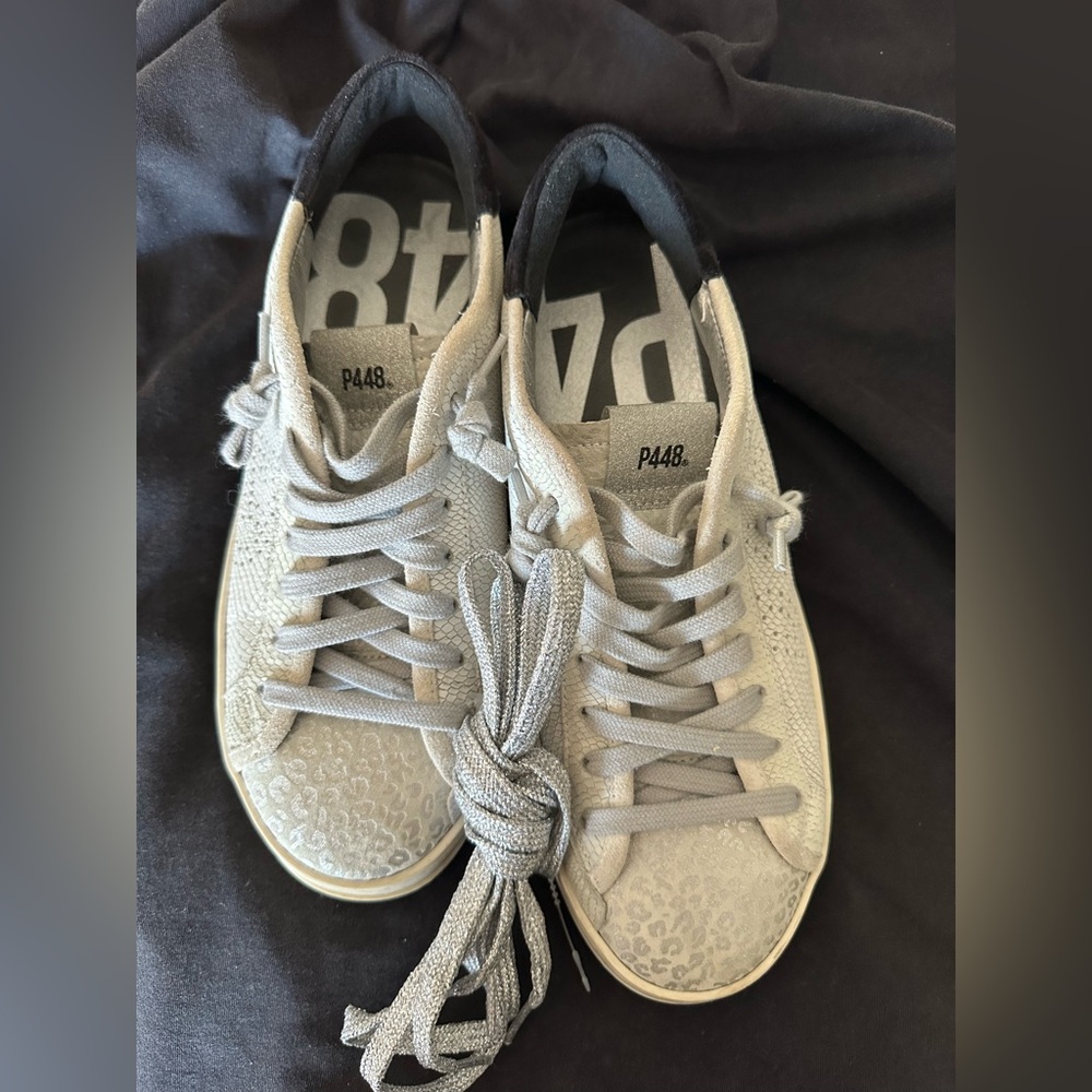 P448 Faux Snake and Leopard Leather Sneakers 38